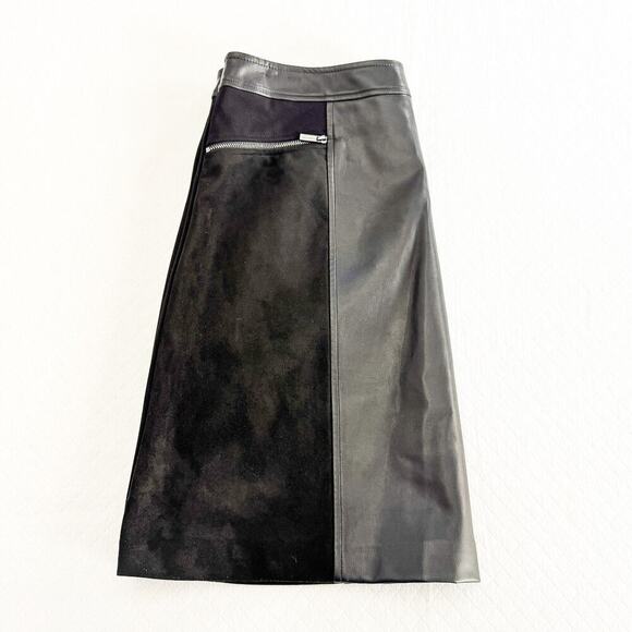Karl Lagerfeld Paris Leather Panel Zippered Front Pencil Skirt Size 10 - Picture 5 of 5
